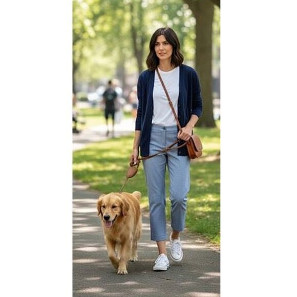 CLEO, Navy blue diamond print tapered leg ankle pants - Picture 2 of 9